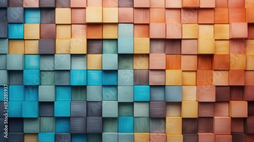 woodblock pattern of blocks with many colors, in the style of colorful.