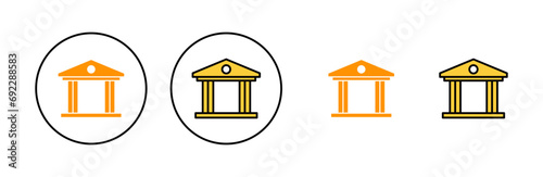 Bank icon set for web and mobile app. Bank sign and symbol, museum, university