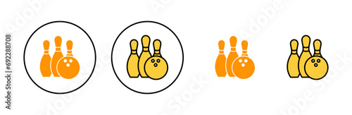 Bowling icon set for web and mobile app. bowling ball and pin sign and symbol.