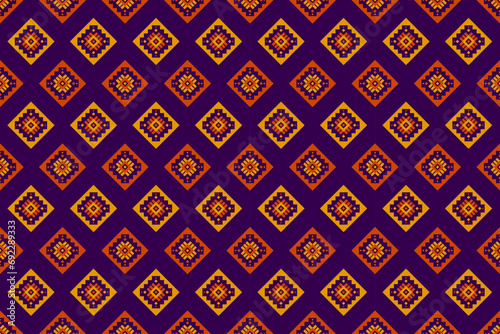 Fabric Aztec pattern background. Geometric ethnic oriental seamless pattern traditional. Mexican style. Design for wallpaper, illustration, fabric, clothing, carpet, textile, batik, embroidery. © Anawin