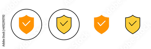 Shield check mark icon set for web and mobile app. Protection approve sign. Insurance icon