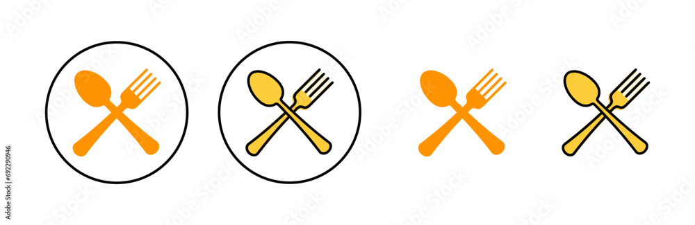 spoon and fork icon set for web and mobile app. spoon, fork and knife icon vector. restaurant sign and symbol