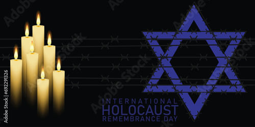 International Holocaust Remembrance Day vector. Star of David . January 27. Important day