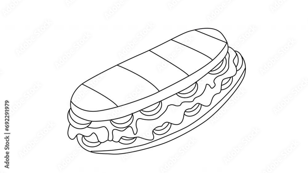 Animated sketch of the typical Italian food Panini icon