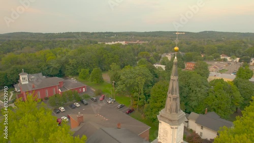 Church steeple in Downtown Palmyra in New York State USA. Also the location of the beginnings of Mormonism. Book of Mormon. Joseph Smith photo