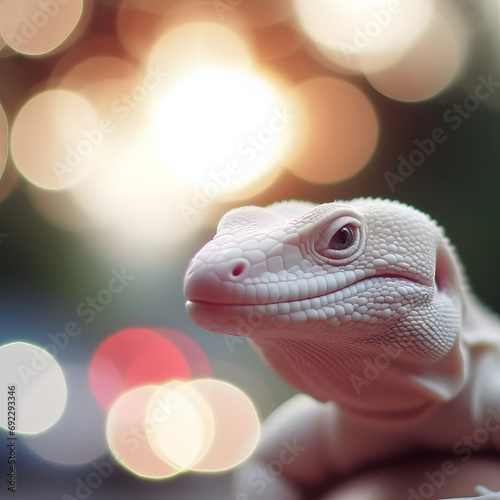 chameleon on a red background