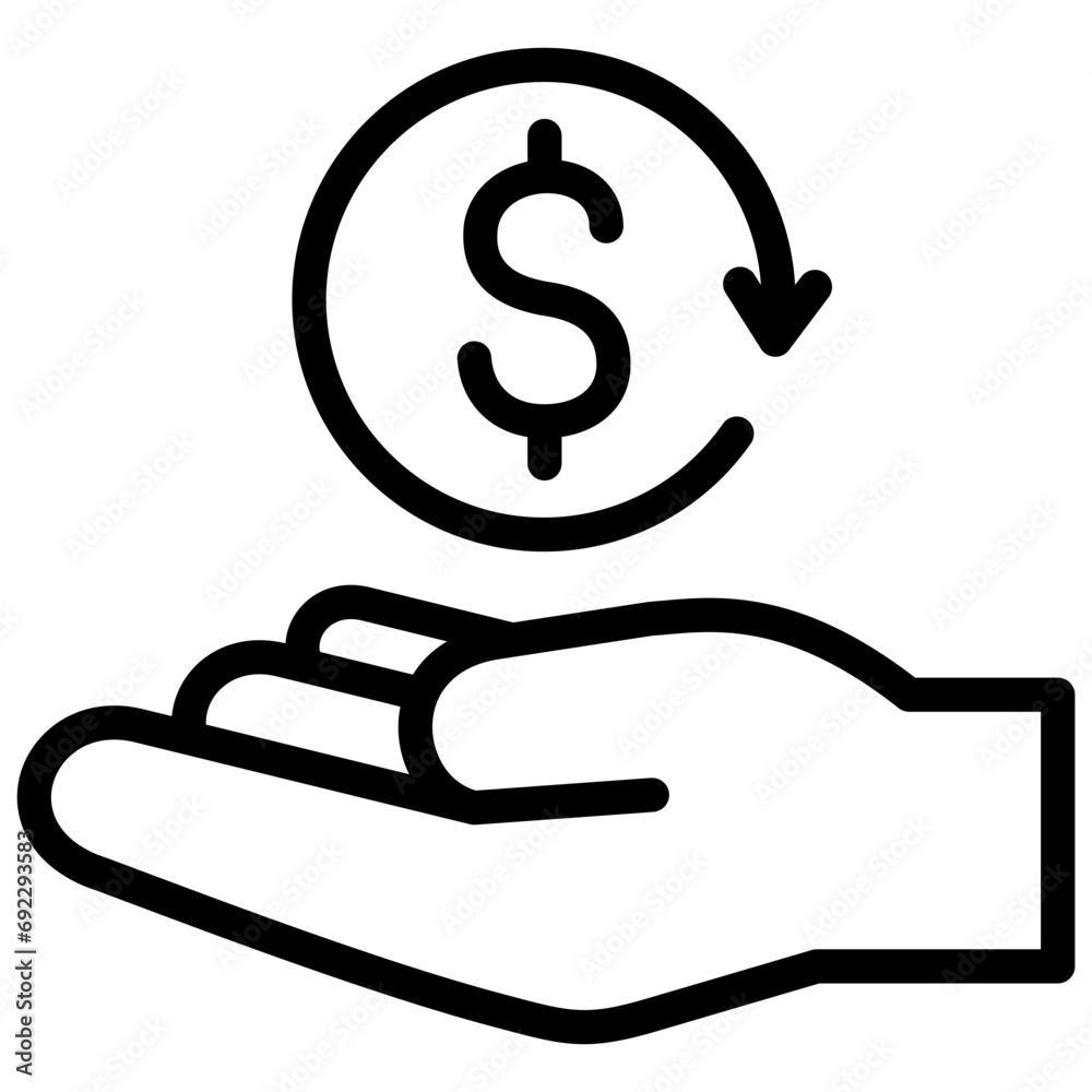refund icon illustration design with outline refund icon illustration design with outline