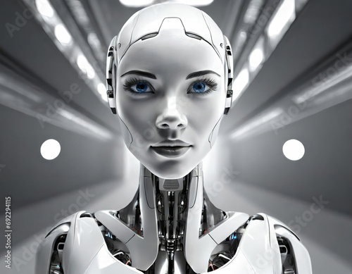 portrait of a futuristic female white android robot generative ai photo