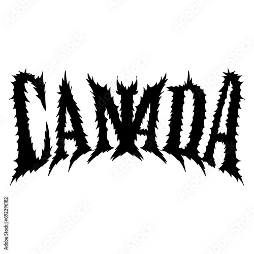 canada word with death metal font hand drawing vector isolated on background. photo