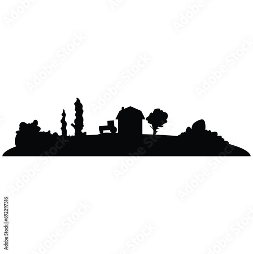 silhouette of the village