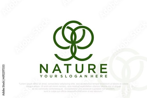 tree logo. Natural product plant growth icon . Eco nature garden emblem. Vector illustration.
