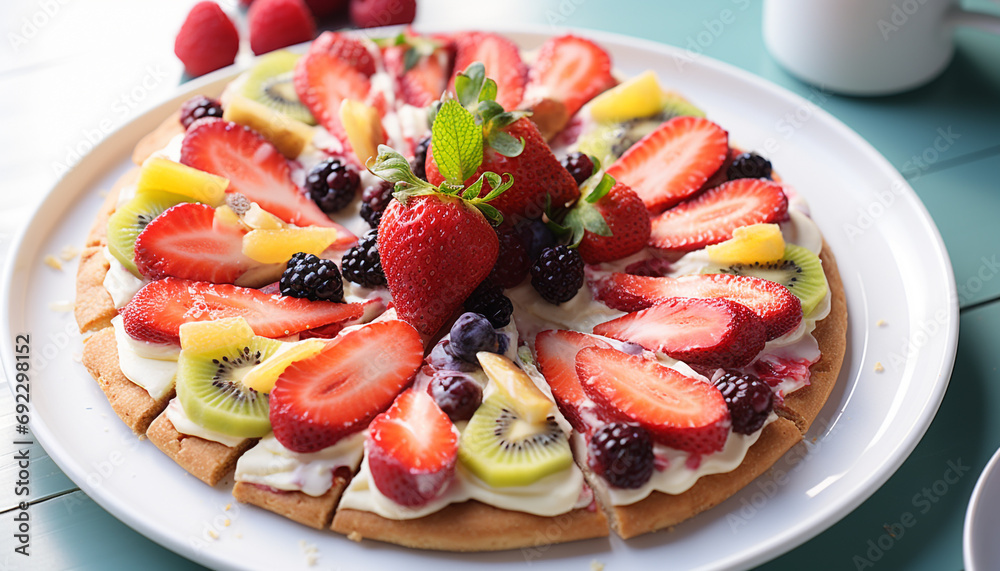 Freshness and sweetness on a gourmet berry dessert generated by AI Freshness and sweetness on a gourmet berry dessert generated by AI