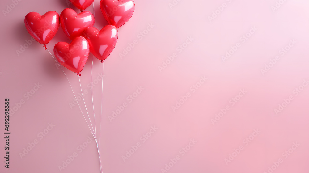 Amidst a sea of love, red heart-shaped balloons dance in the air, bringing joy and warmth to a romantic valentine's day celebration
