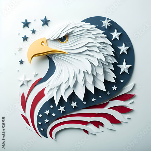 American eagle with flag design concept isolated on white background 