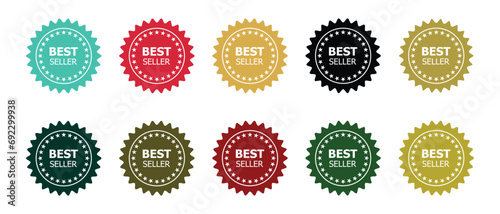 set of best seller stickers, badges, labels vector illustration