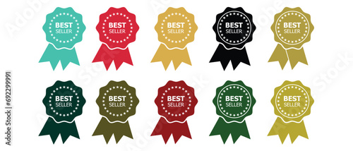set of best seller stickers, badges, labels vector illustration