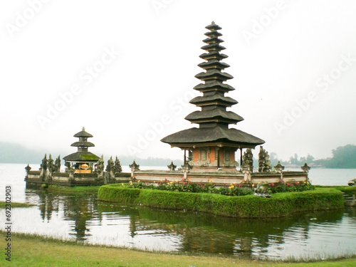 Bali, Indonesia - June 22nd 2007: Ulun Danu Beratan Temple, Bedugul. The unique things that most lakes don't have is that there is a temple located right in the middle of the lake