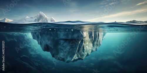 An iceberg beneath the water's surface serves as a symbol of the risks associated with global warming photo