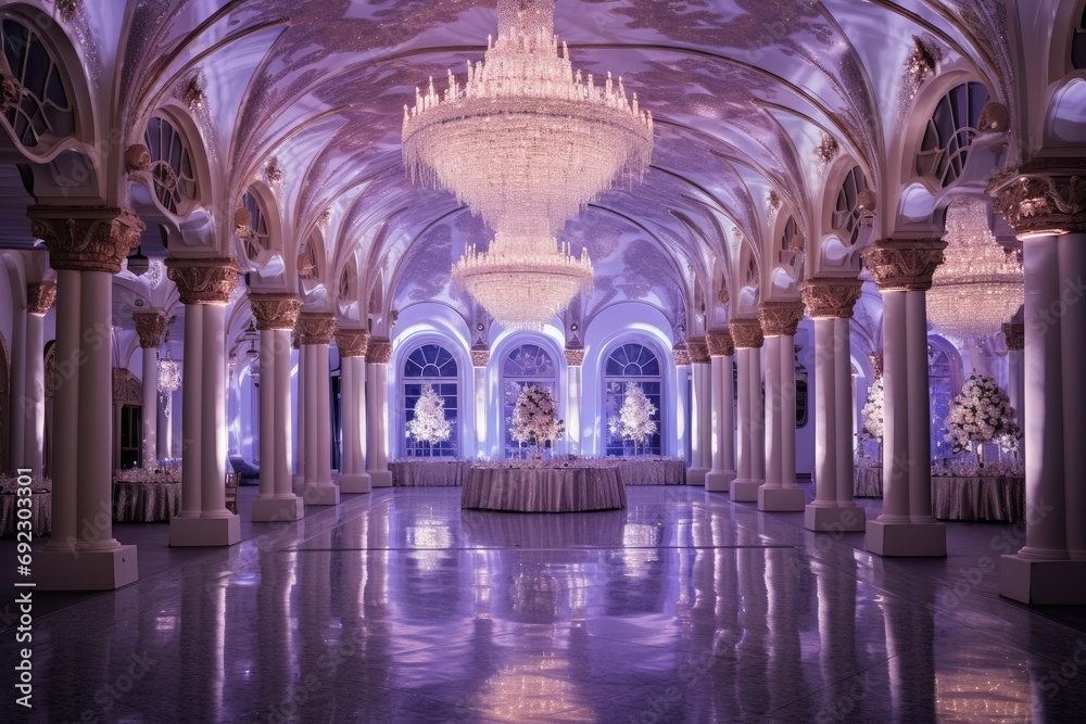 Crystal Castle Ballroom: Inside a grand ballroom made entirely of glistening crystals, the Sugar Plum Fairy dances with elegance and grace. 