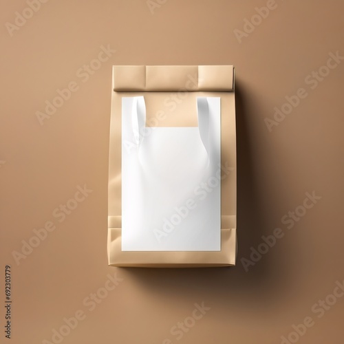 Blank paper bag container, generic product packaging mockup