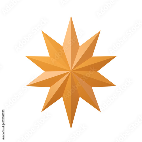 3d Christmas star icon. minimal decorative festive conical shape tree. New Year's holiday decor. 3d design element In cartoon style. Icon isolated on white background. 3d illustration