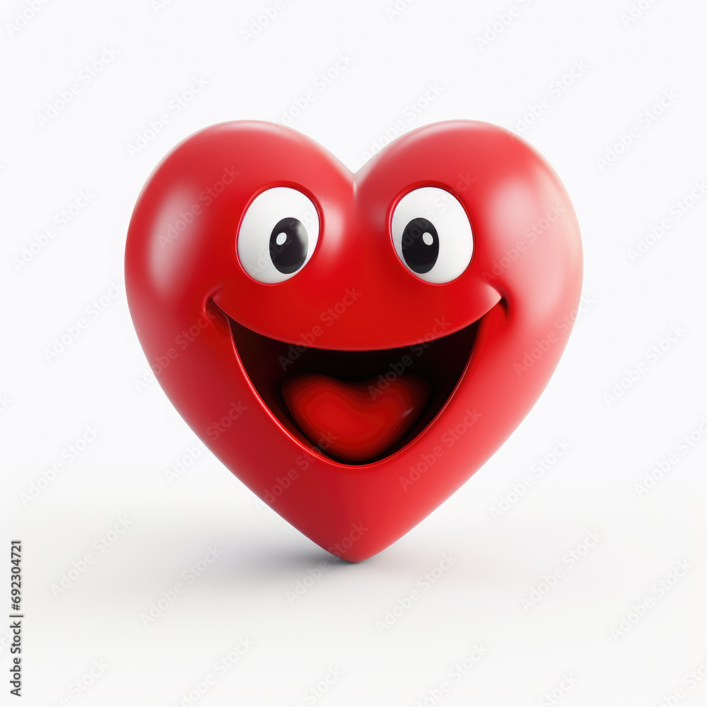 Cartoon smiling red heart emoji isolated on white background Cartoon smiling red heart emoji isolated on white background
