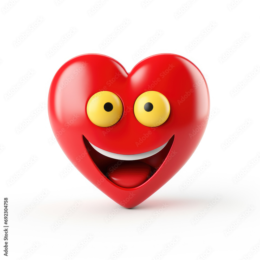 Cartoon smiling red heart emoji isolated on white background Cartoon smiling red heart emoji isolated on white background