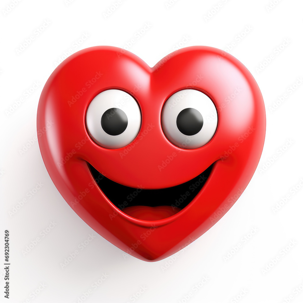 Cartoon smiling red heart emoji isolated on white background Cartoon smiling red heart emoji isolated on white background