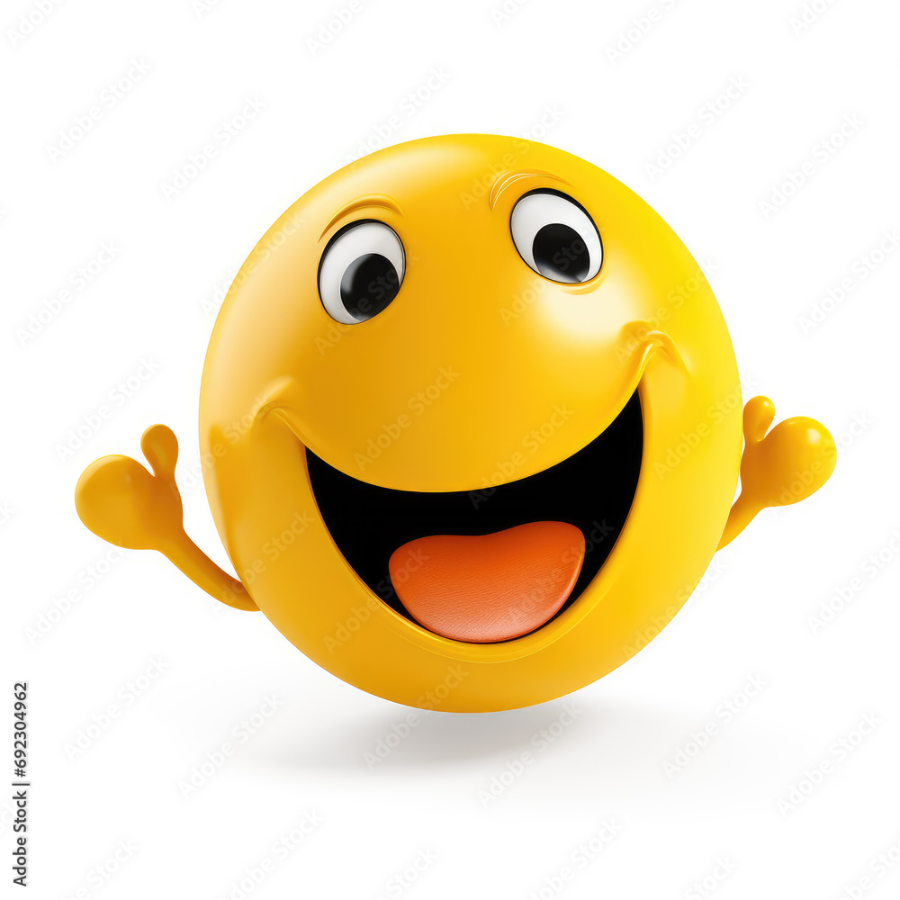 Smiling Yellow Emoticon Face Emoji Isolated on White Background