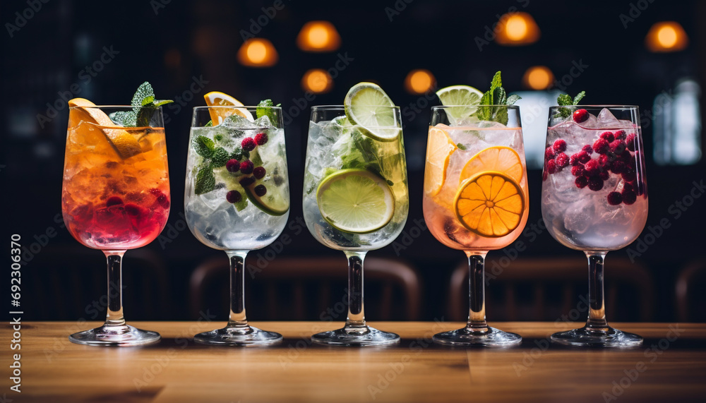 Refreshing cocktail with citrus fruit and mint leaf generated by AI