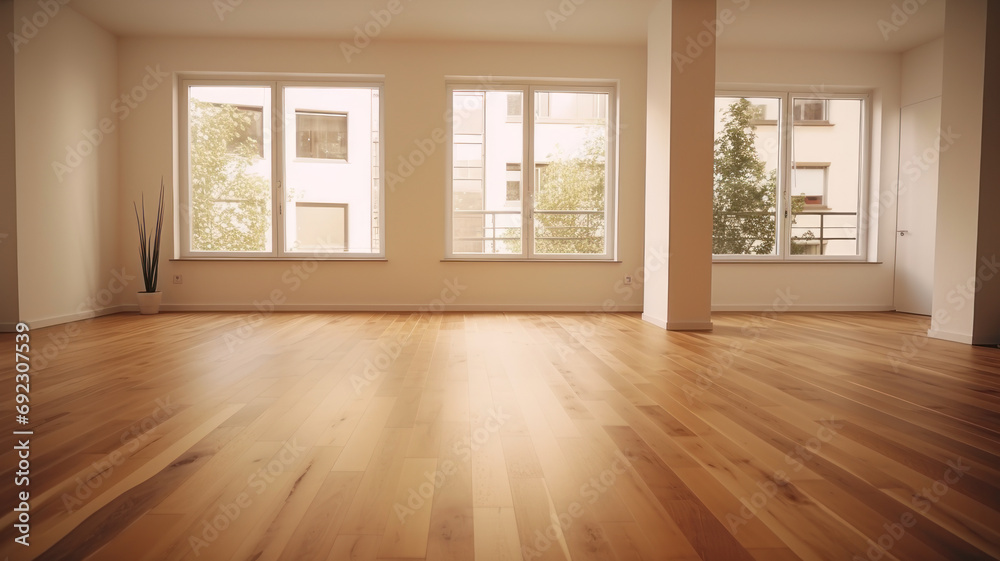 Empty living room with hardwood floor in modern apartment Empty living room with hardwood floor in modern apartment