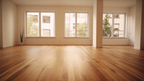 Empty living room with hardwood floor in modern apartment