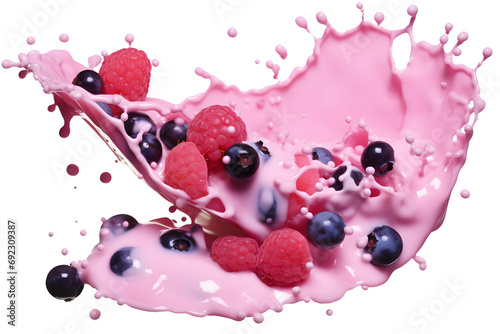 smoothie splash with blueberry and raspberry isolated on transparent background - Design element PNG cutout