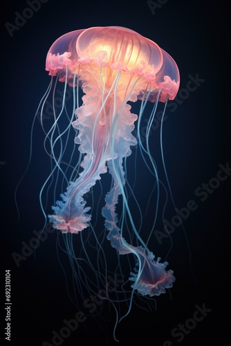 A jellyfish against a dark background.