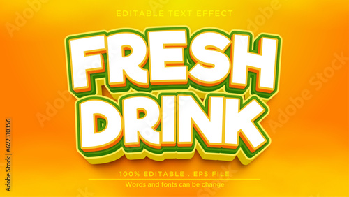 Fresh drink editable text effect. Text effect mockup for food and beverage product