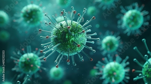Viruses cells Background. Viral disease epidemic, Microscopic respiratory influenza virus cells. Coronavirus flu infection