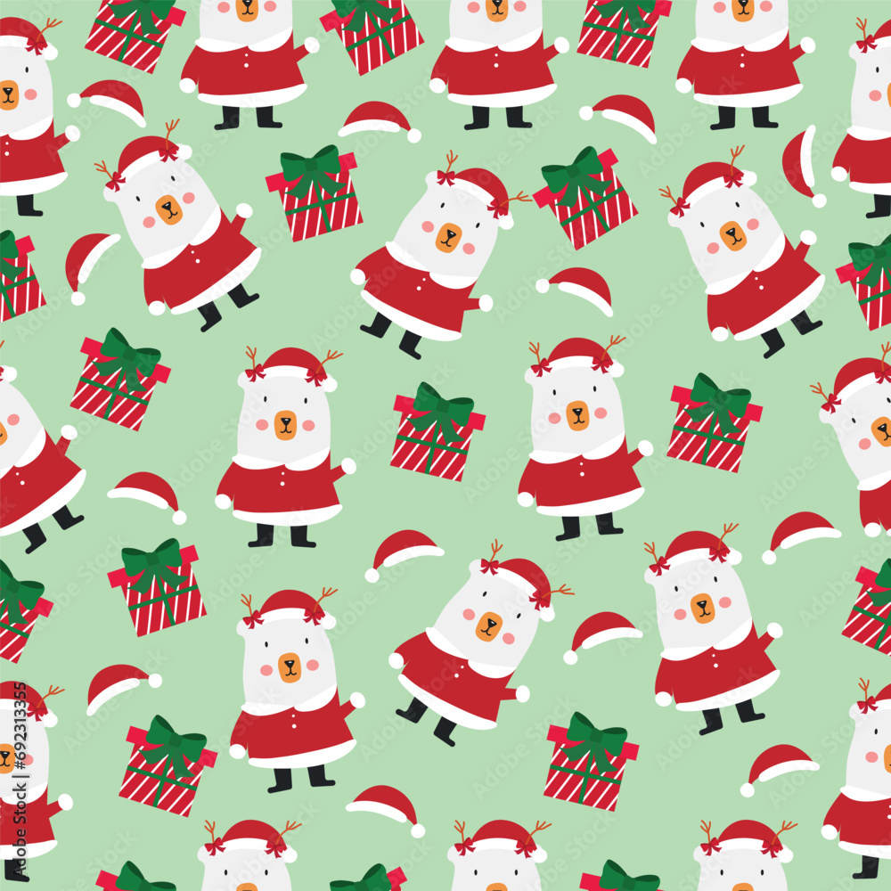 seamless pattern with santa claus,seamless pattern with christmas elements