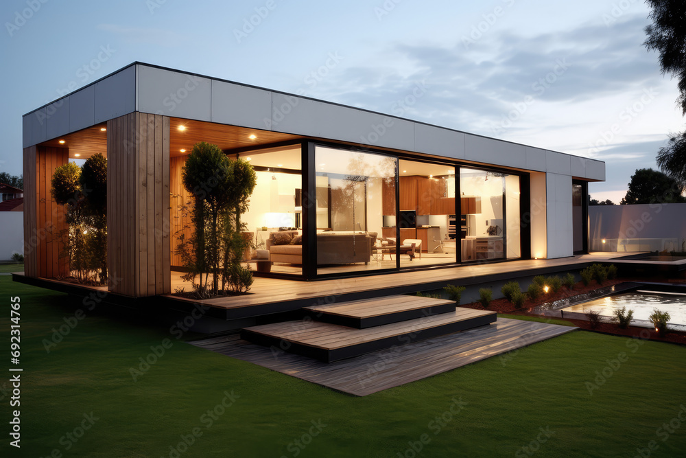The minimalist modular home exterior design of modern architecture