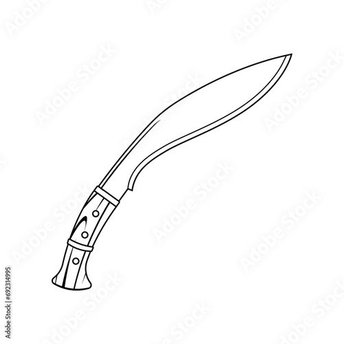 Kukri knife line art vector isolated on white background