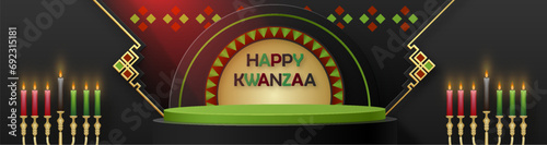 3d Round podium stage for Happy kwanzaa card