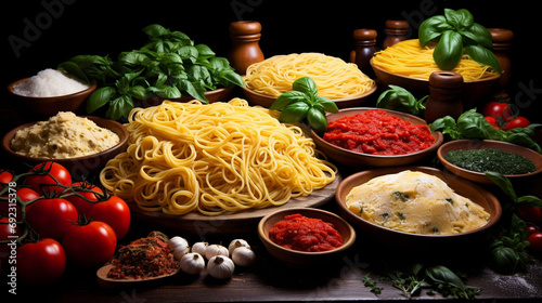 pasta with vegetables HD 8K wallpaper Stock Photographic Image 