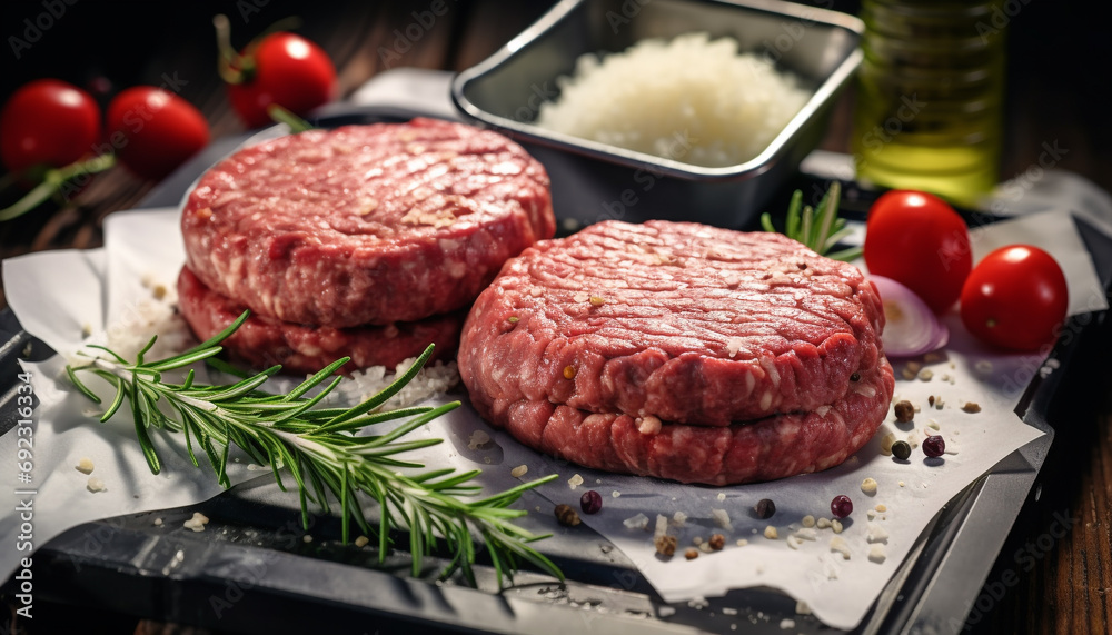 Freshness and spice on a gourmet grilled burger generated by AI Freshness and spice on a gourmet grilled burger generated by AI