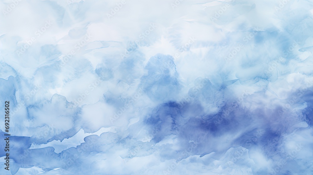Blue watercolor background with streaks. Abstract spots and lines resembling the sky or the sea