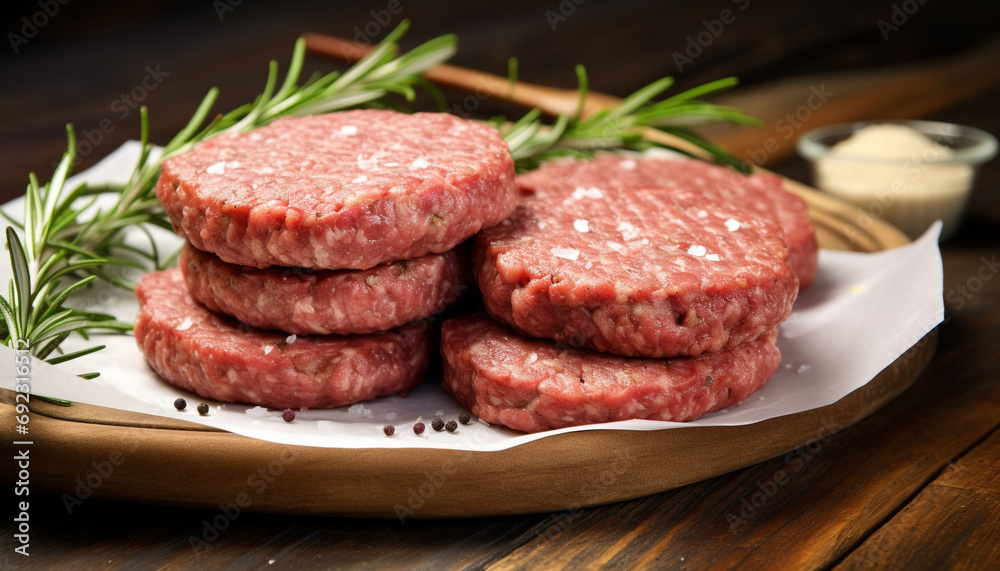 Freshness and flavor on a wooden plate generated by AI Freshness and flavor on a wooden plate generated by AI