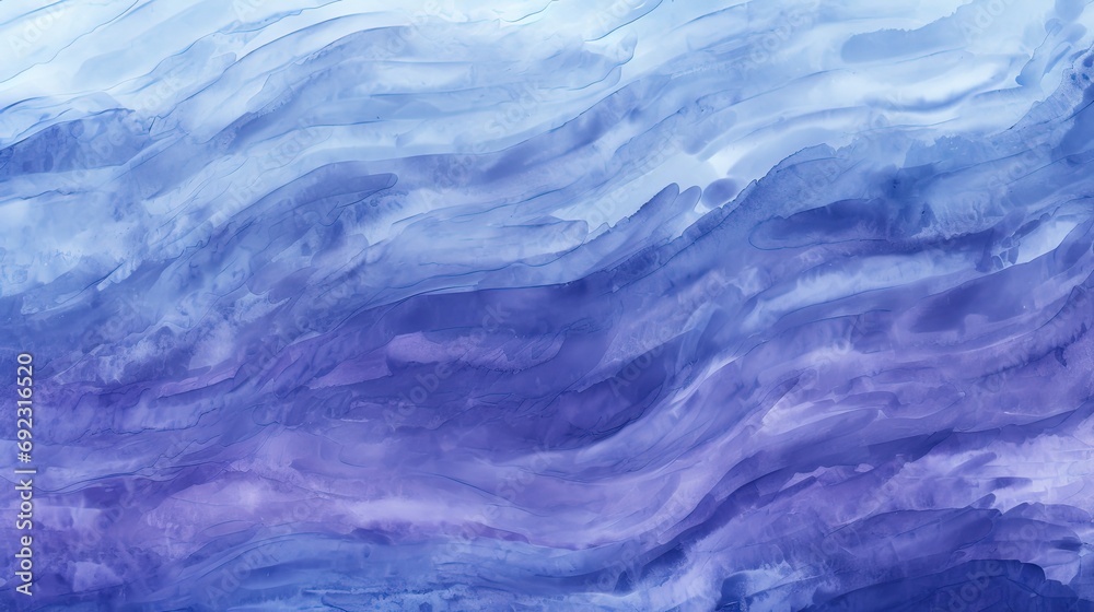 Obraz premium The watercolor background combines the graphic design of the sky, snow, ice or waves in blue and dark blue tones. Abstract textured backdrop.