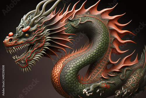 A dynamic  detailed illustration of a red dragon with a commanding presence. Perfect for fantasy-themed designs  children s books  gaming graphics  and mythical-themed merchandise.