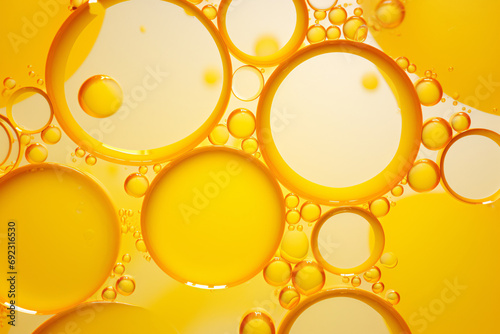 Yellow Bubble Oil Background, Abstract Macro Close-Up Photography