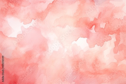 Abstract watercolor background in shades of apricot  pastel pink  coral. Beautiful streaks of paint on a white background