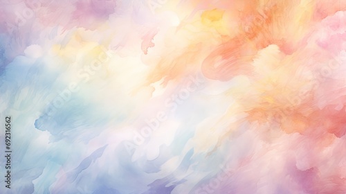 An illustration in watercolor style. Light sky-pink shades. Pure pastel tones with the effect of wet paint, watercolor background on canvas. Flowing paint resembling clouds, a current
