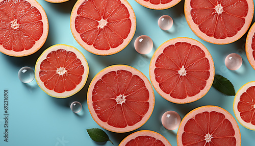 Freshness of citrus fruit in a colorful pattern generated by AI